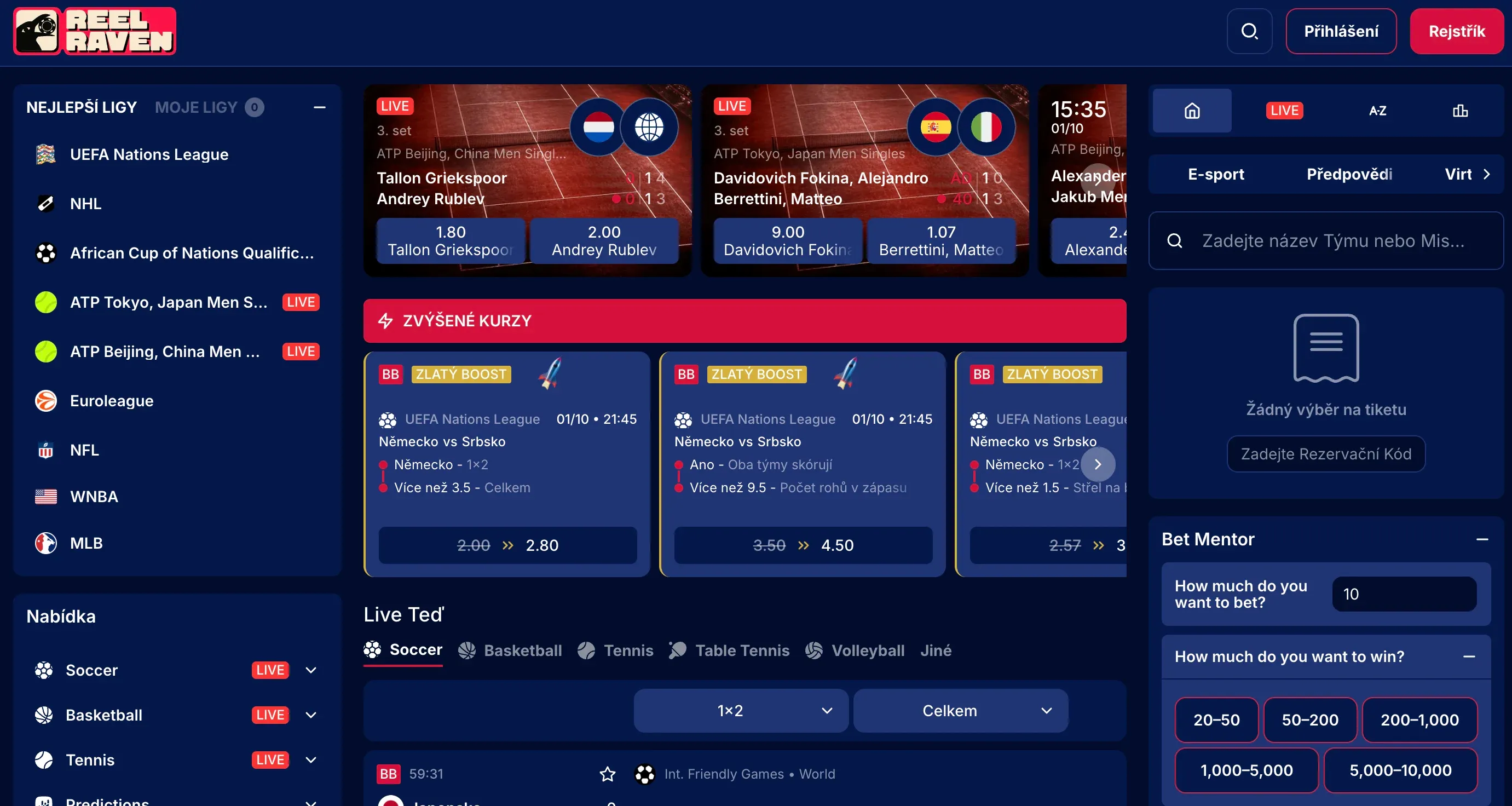Sportovní sázení na Reelraven