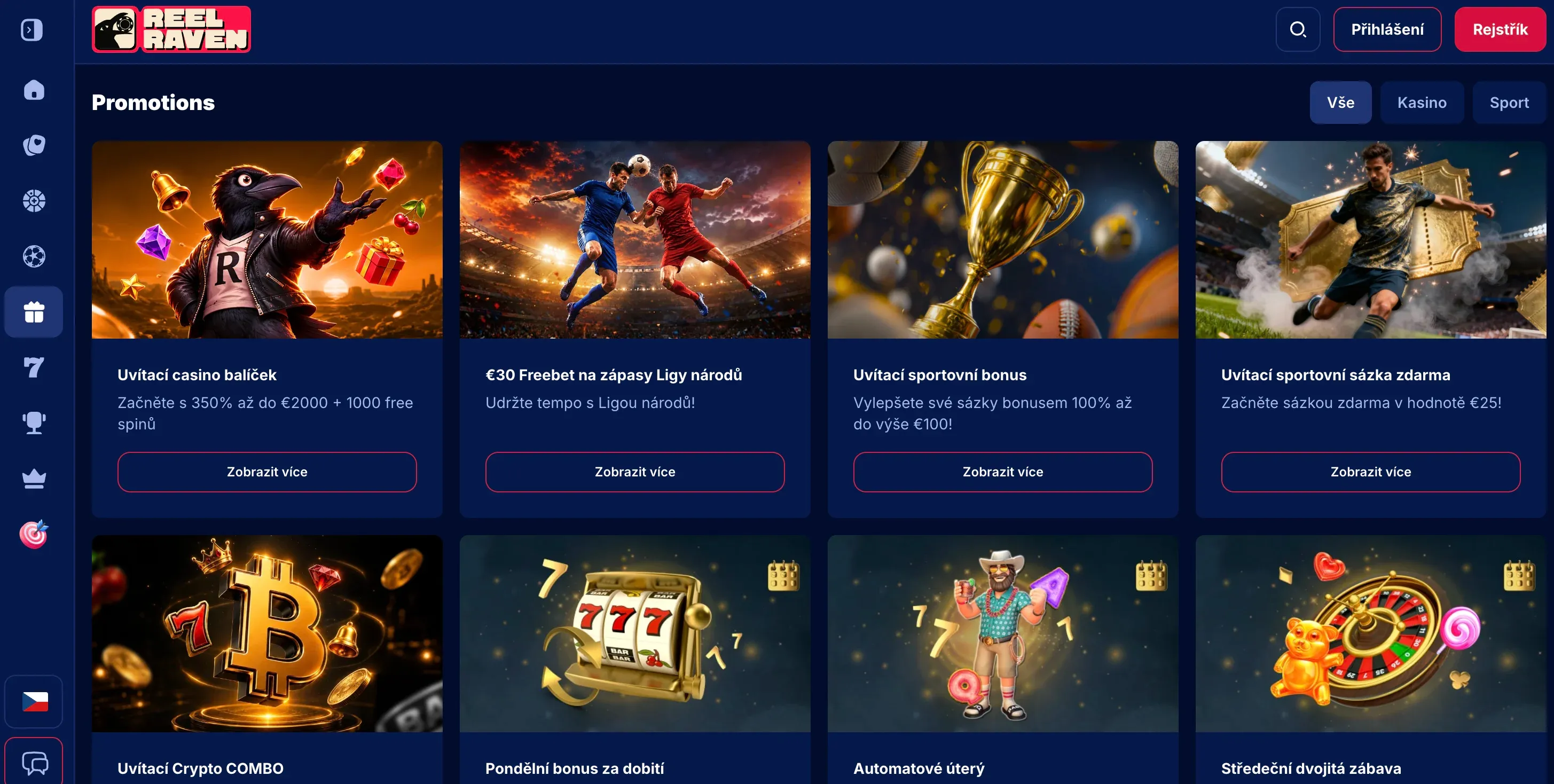 Domovská stránka Reelraven casino